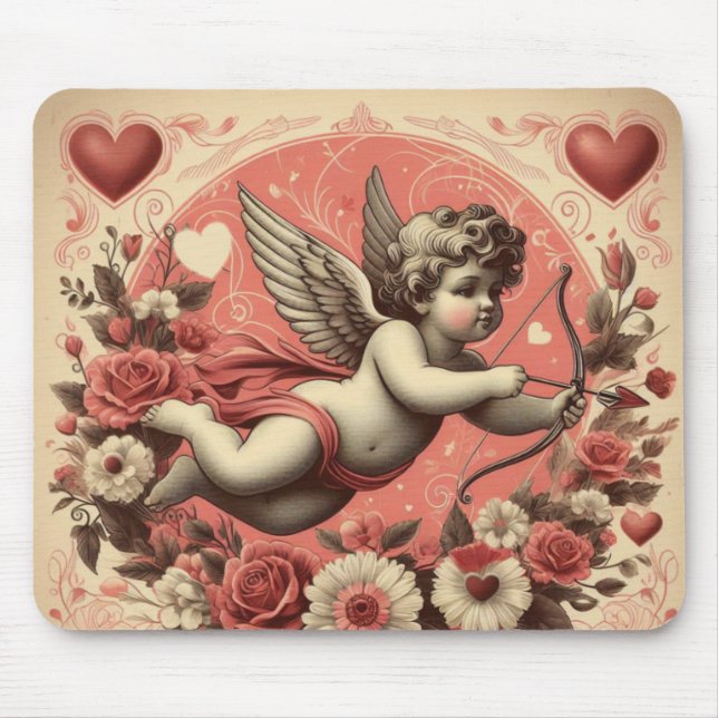 Klassischer/Vintag/Retro-Kupid Valentinstag Mousepad (Vorne)