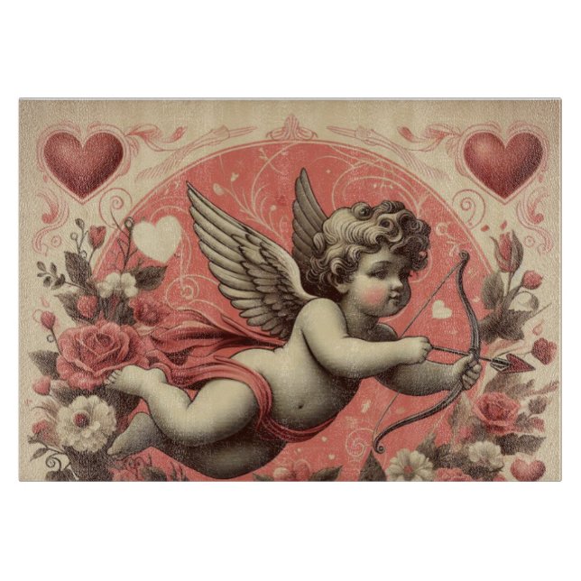 Klassischer/Vintag/Retro-Kupid Valentinstag Schneidebrett (Vorderseite)