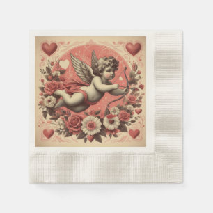 Klassischer/Vintag/Retro-Kupid Valentinstag Serviette