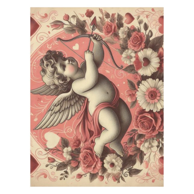 Klassischer/Vintag/Retro-Kupid Valentinstag Tischdecke (Vorderseite)