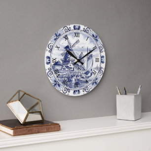 Klassischer Vintage-Chic niederländische Windmühle Große Wanduhr