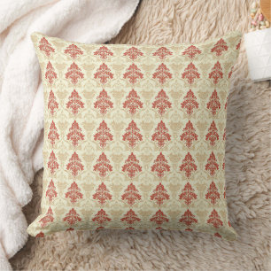 Klassischer Vintage-Damaskus Rot Grün Beige Kissen