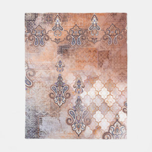 Klassischer Vintage-Druck mit Patchwork- und Paisl Fleecedecke