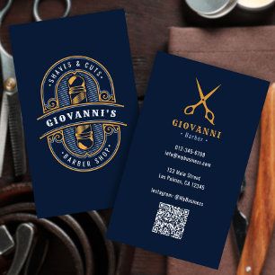 Klassischer Vintage-Friseursalon QR-Code Visitenkarte
