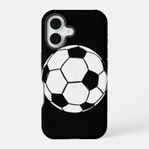 Klassischer Vintage-Fußball mit abgenutzter Sporti iPhone 16 Hülle