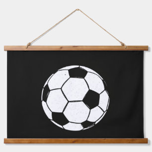 Klassischer Vintage-Fußball mit abgenutzter Sporti Wandteppich Mit Holzrahmen