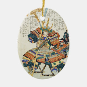 Klassischer Vintage-Japanischer Samurai-Krieger-Ge Keramik Ornament