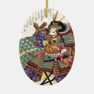 Klassischer Vintage-Japanischer Samurai-Krieger-Ge Keramik Ornament