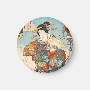 Klassischer vintage-japanischer Ukiyo-e-Geisha Uta Magnet