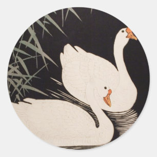 Klassischer vintage japanischer Ukiyo-e Weißer-Sch Runder Aufkleber