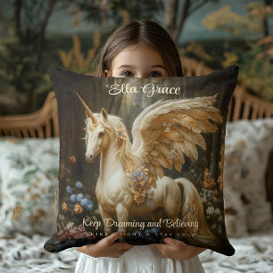 Klassischer Vintage Pegasus geflügeltes Einhorn Pf Kissen
