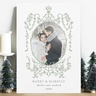 Klassischer Vintage-Rahmen Merry & Married Foto Feiertagskarte