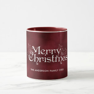 Klassischer Vintage-Roter-Samt-Weihnachtsname Tasse