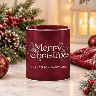 Klassischer Vintage-Roter-Samt-Weihnachtsname Tasse
