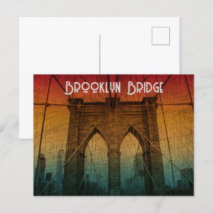Klassischer Vintage-Sonnenuntergang Brooklyn Bridg Postkarte