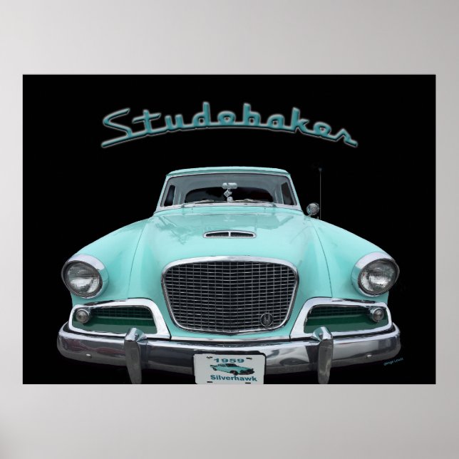 Klassischer Vintage Studebaker Silver Hawk 1959 Wa Poster (Vorne)