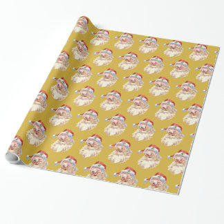 Klassischer Vintage-Weihnachtsmann zwinkernd Metal Geschenkpapier