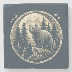 Klassischer/vintage Wilder Bär Steinuntersetzer