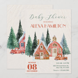 Klassischer Vintage-Winter-Wunderland-Babyshower Einladung