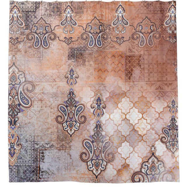 Klassischer Vintager Ausdruck mit Flickwerk, Pisle Duschvorhang (Vorderseite)