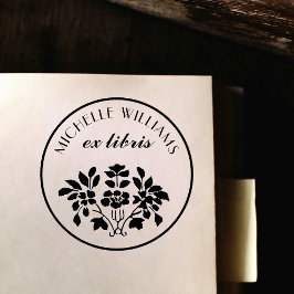 Klassischer Vintager Blütenname Ex Libris Buchzeic Gummistempel