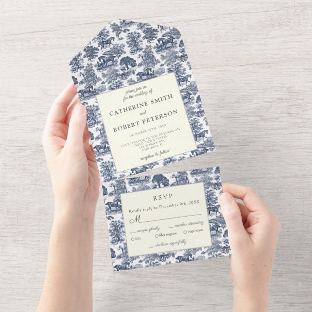 Klassischer Vintager Chic All In One Einladung (Abreißen)