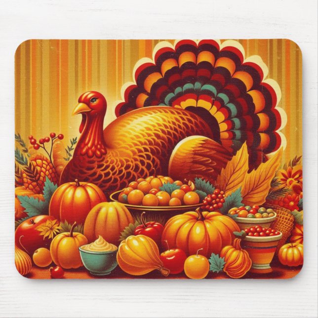 klassischer/Vintager Erntedank Türkei Mousepad (Vorne)
