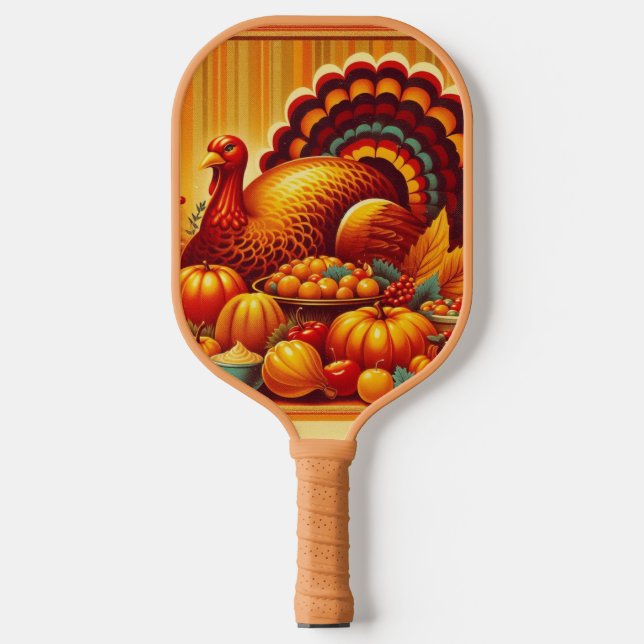 klassischer/Vintager Erntedank Türkei Pickleball Schläger (Vorderseite)
