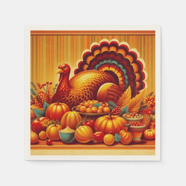 klassischer/Vintager Erntedank Türkei Serviette (Vorderseite)