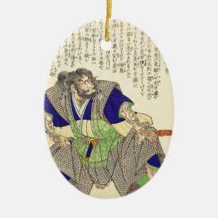 Klassischer Vintager japanischer Samurai-Krieger Keramikornament