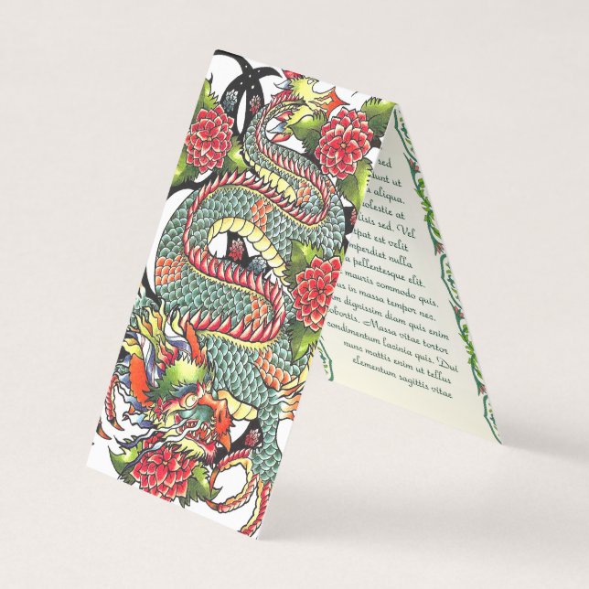 Klassischer Vintager orientalischer Drache Tattoo Visitenkarten (Vorderseite)