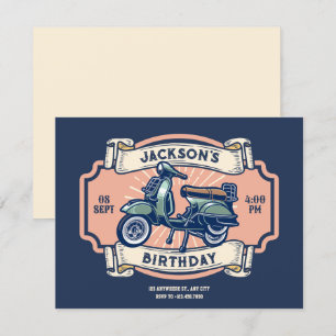 Klassischer Vintager Retro-Motorrad-Geburtstag Einladung