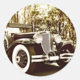 Klassischer Vintager Sepia Car Runder Aufkleber