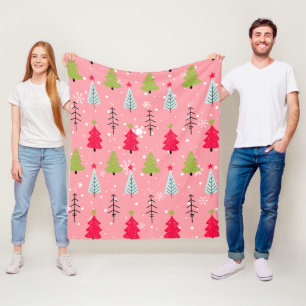 Klassischer Vintager Urlaubsmuster-Weihnachtsbaum Fleecedecke