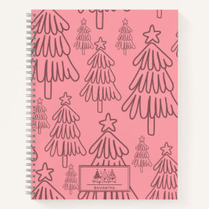 Klassischer Vintager Urlaubsmuster-Weihnachtsbaum  Notizbuch