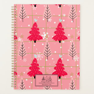 Klassischer Vintager Urlaubsmuster-Weihnachtsbaum  Planer