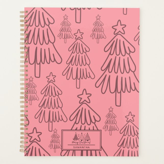 Klassischer Vintager Urlaubsmuster-Weihnachtsbaum  Planer (Vorderseite)