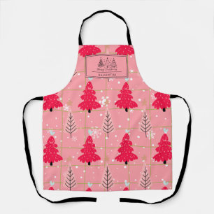 Klassischer Vintager Urlaubsmuster-Weihnachtsbaum Schürze