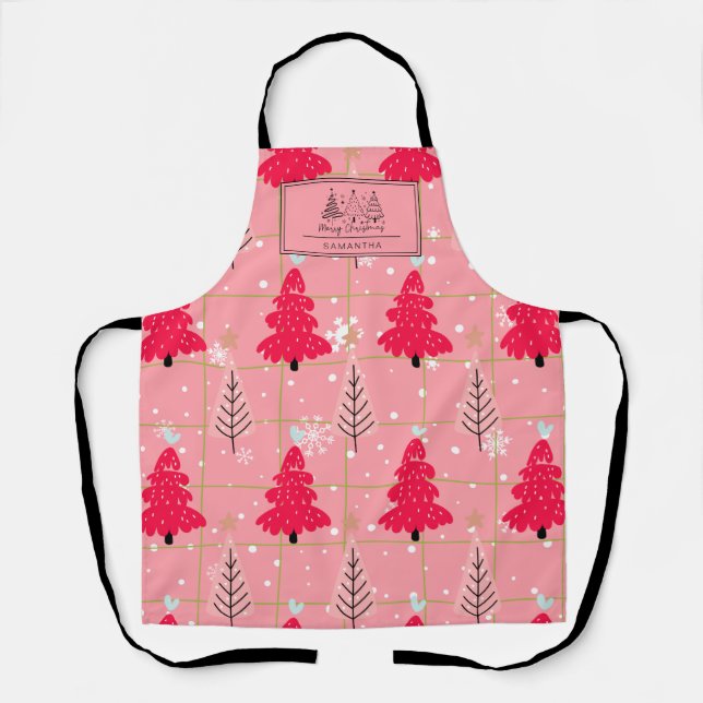 Klassischer Vintager Urlaubsmuster-Weihnachtsbaum  Schürze (Vorderseite)