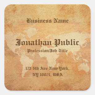 Klassischer Vintager Vorlagenvortrag - altes Papie Quadratischer Aufkleber
