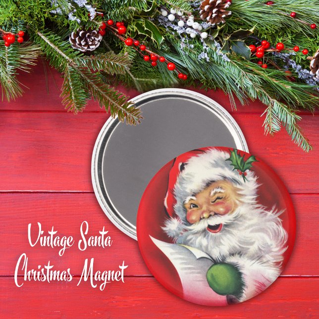 Klassischer Vintager Weihnachtsmann überprüft sein Magnet (Classic Vintage Santa Checking His List Magnet)