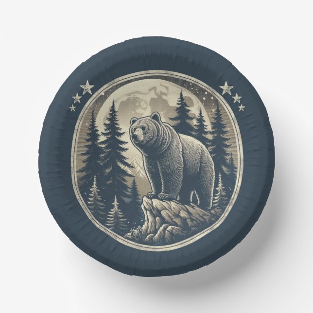 Klassischer/Vintager Wildbär Pappteller (Vorderseite)