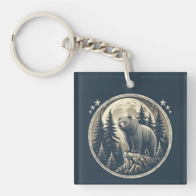 Klassischer/Vintager Wildbär Schlüsselanhänger (Vorderseite)
