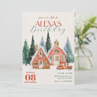 Klassischer Vintager Winterwunder Geburtstag Einladung