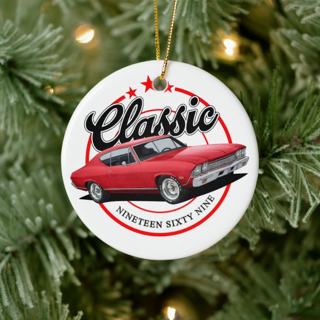 Klassischer Wagen 1969 Keramik Ornament (Baum)