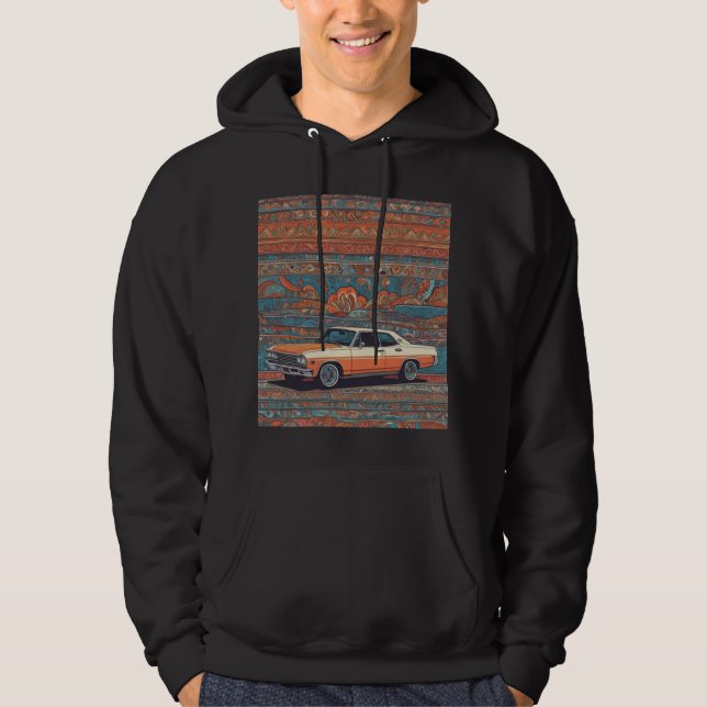 Klassischer Wagen mit abstrakter Wüstenlandschaft Hoodie (Vorderseite)