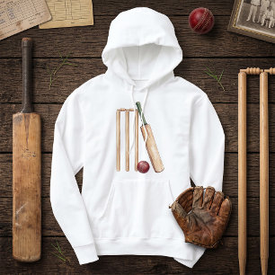 Klassischer Wasserfarb-Cricket-Schläger und -Ball Hoodie
