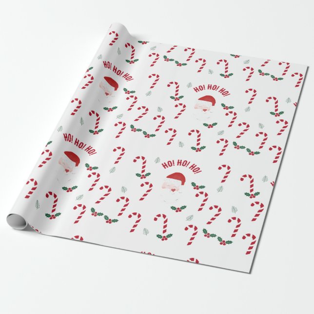 Klassischer Weihnachts-Candycane Geschenkpapier (Ungerollt)