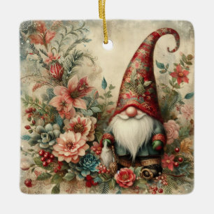 Klassischer Weihnachts-Gnom-Schmuck Keramikornament