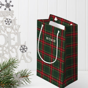 Klassischer Weihnachts-Karoprint mit personalisier Kleine Geschenktüte